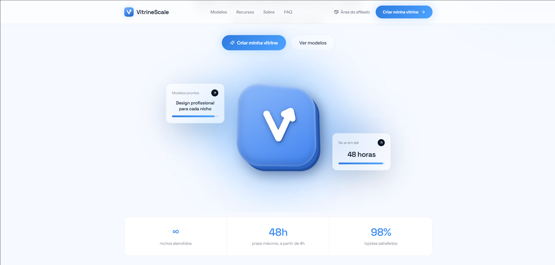 Site institucional da VitrineScale